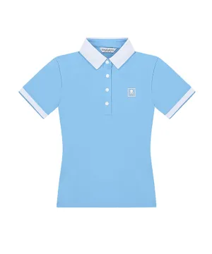 CHUCUCHU Knit Point Polo T-shirt - Sky Blue