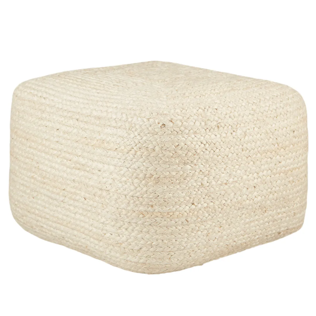 Cicero 18" Wide Square 100% Braided Jute Pouf Ottoman/Foot Stool by Jaipur Living The Twillery Co.® Body Fabric: White Jute