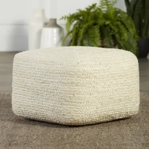 Cicero 18" Wide Square 100% Braided Jute Pouf Ottoman/Foot Stool by Jaipur Living The Twillery Co.® Body Fabric: White Jute