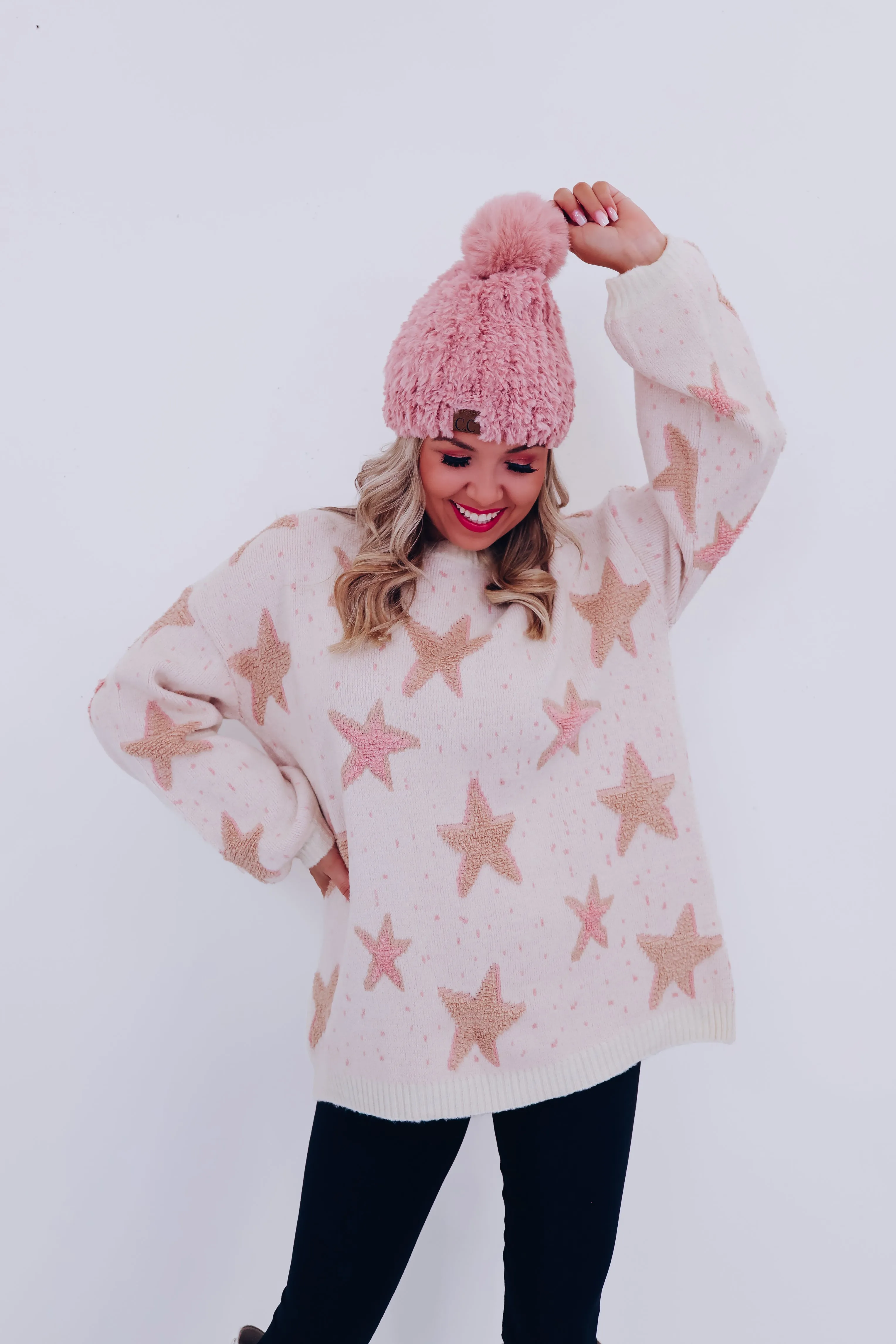 Coastal Christmas Star Print Sweater - Ivory
