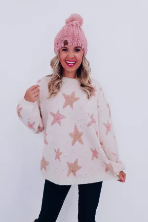 Coastal Christmas Star Print Sweater - Ivory