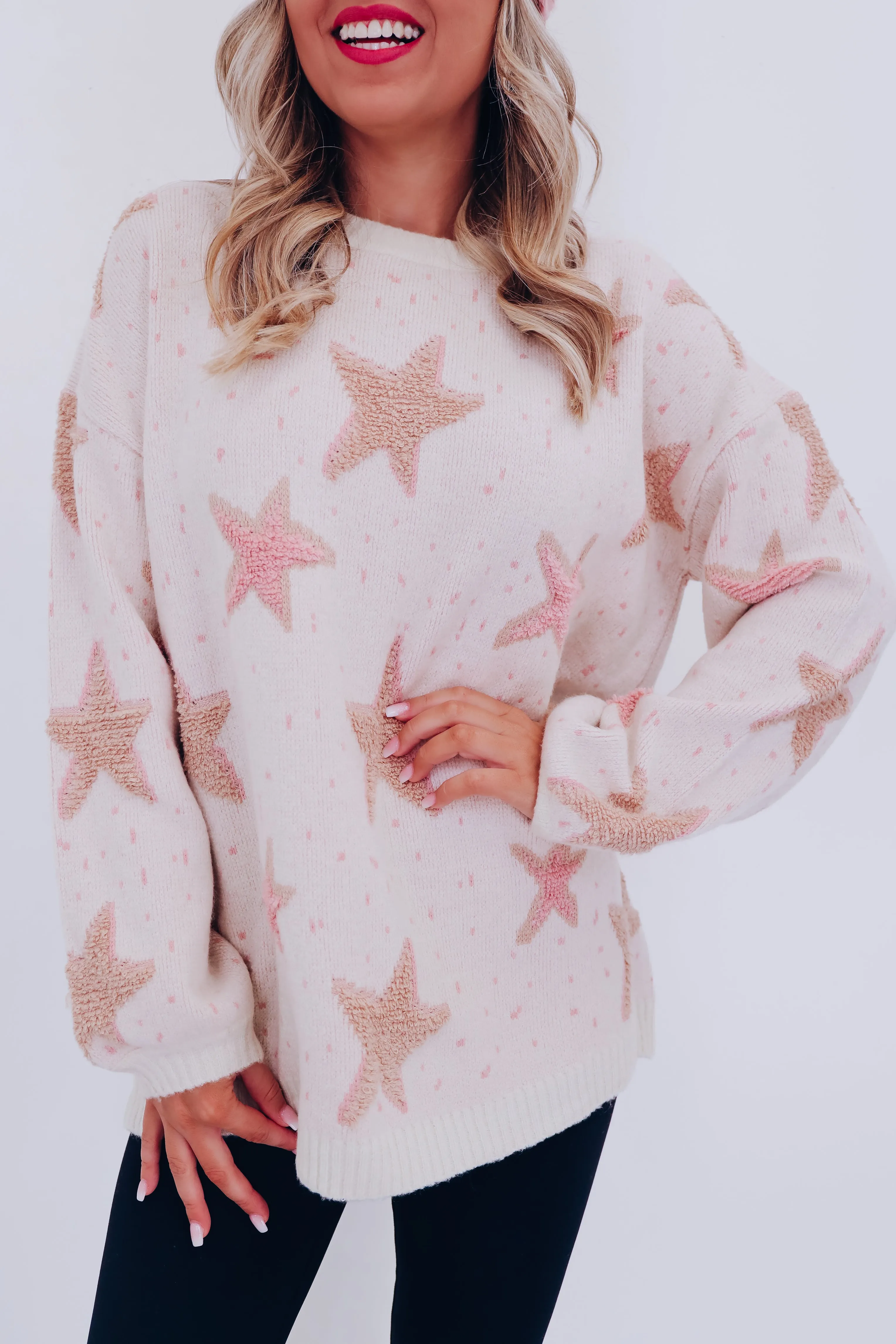 Coastal Christmas Star Print Sweater - Ivory