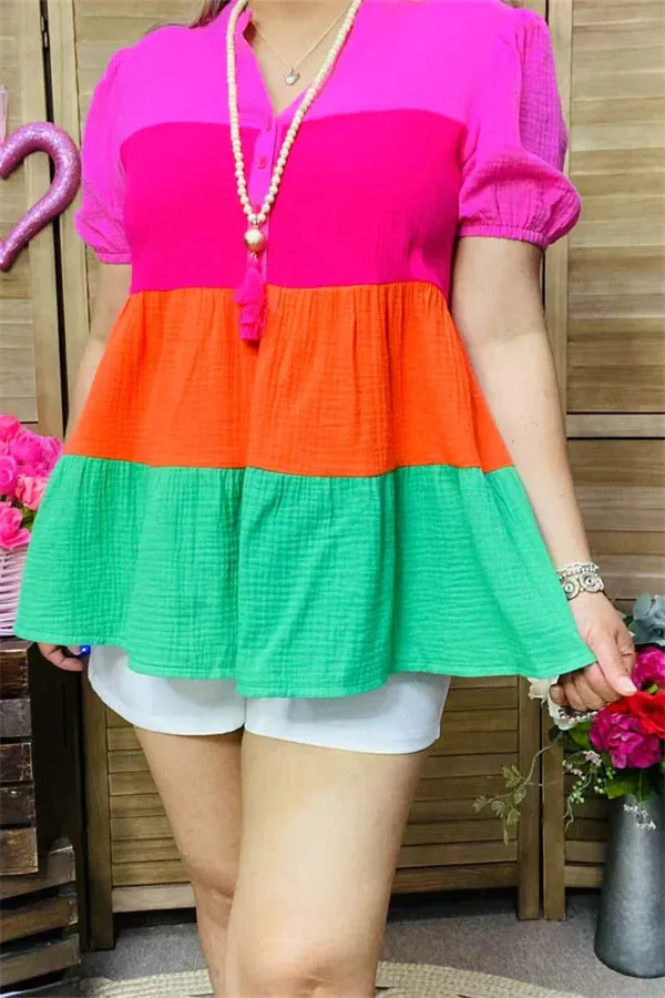 Color Block baby doll top