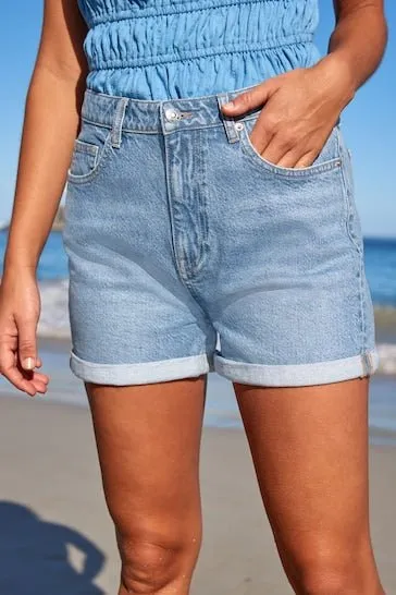 Comfort Stretch Denim Mom Shorts