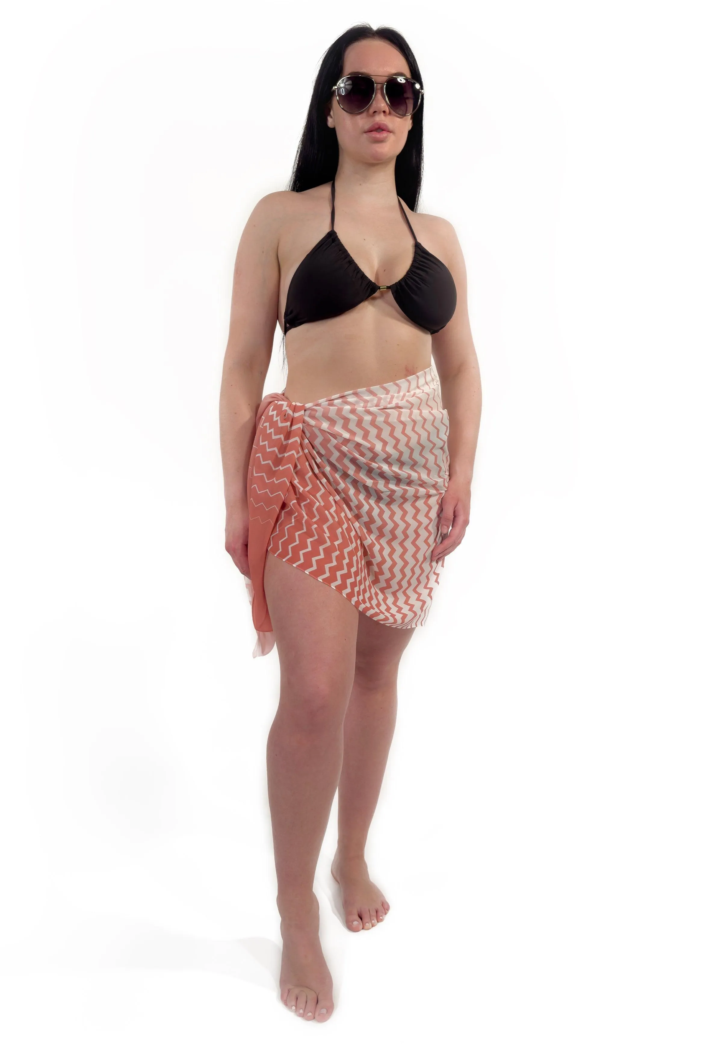 Coral Hues Zigzag Beach Coverup