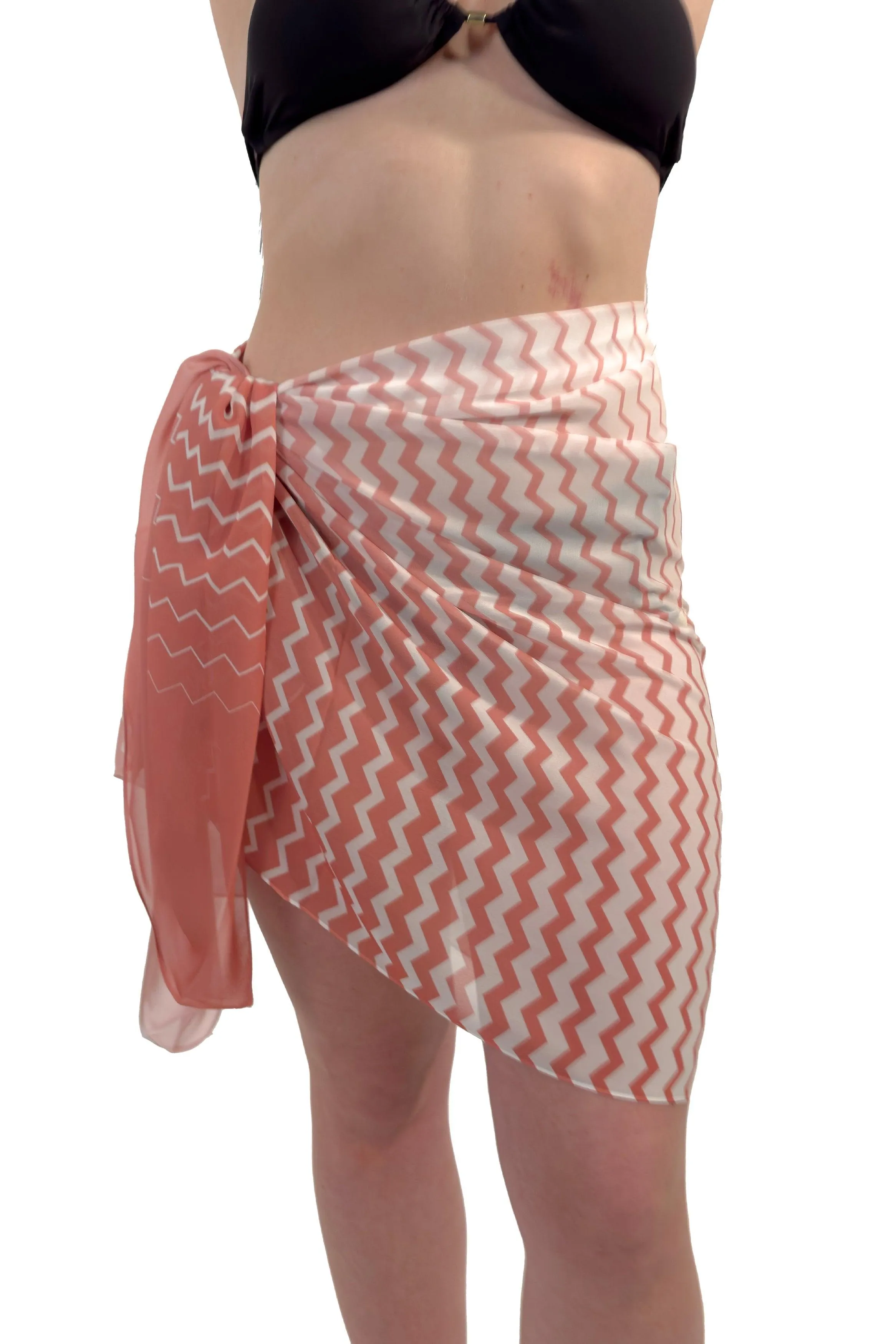 Coral Hues Zigzag Beach Coverup