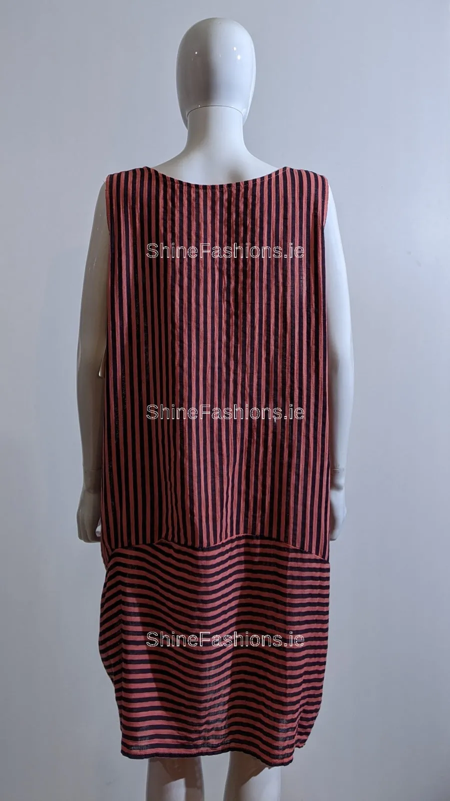 Coral Stripe Cotton Dress