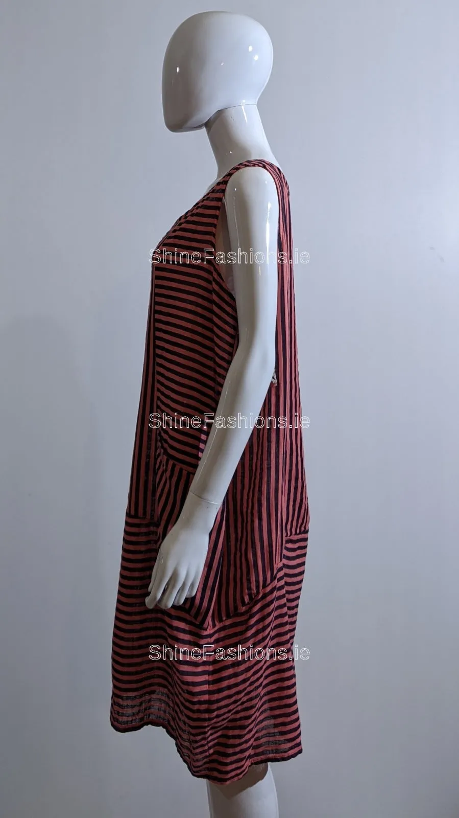 Coral Stripe Cotton Dress