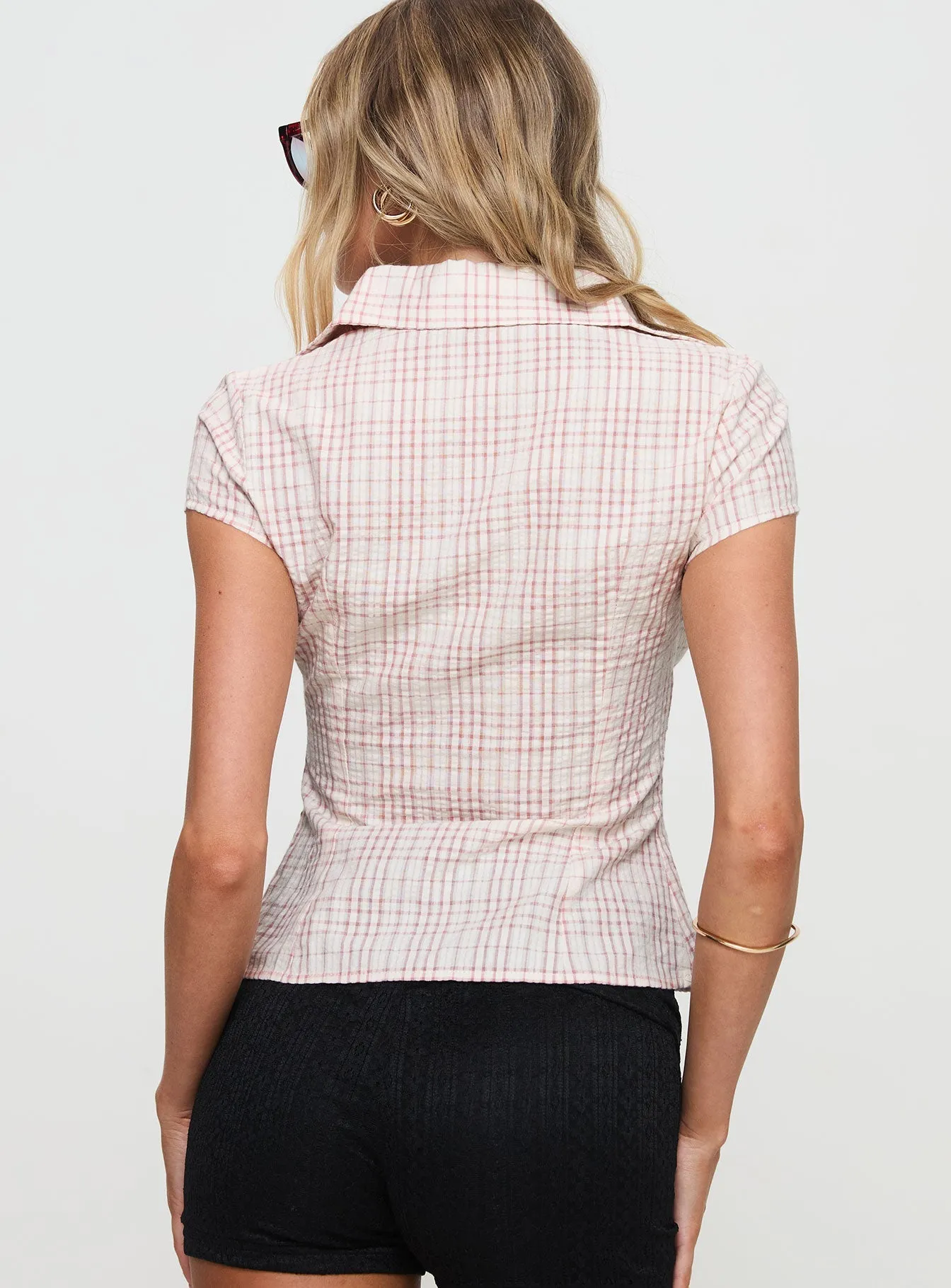 Cottesloe Blouse Top | Pink Check