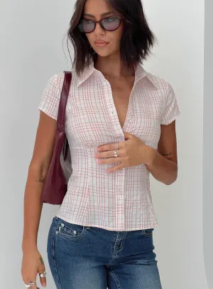 Cottesloe Blouse Top | Pink Check