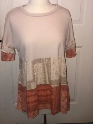 Cotton Bleu Ribbed Taupe Top