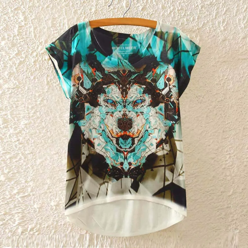 Cotton cropped t Shirt Women Short Sleeve t-shirts o-neck Causal loose Magic Unicorn T Shirt Summer top for women