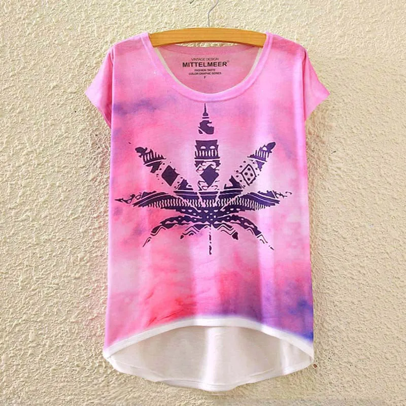 Cotton cropped t Shirt Women Short Sleeve t-shirts o-neck Causal loose Magic Unicorn T Shirt Summer top for women