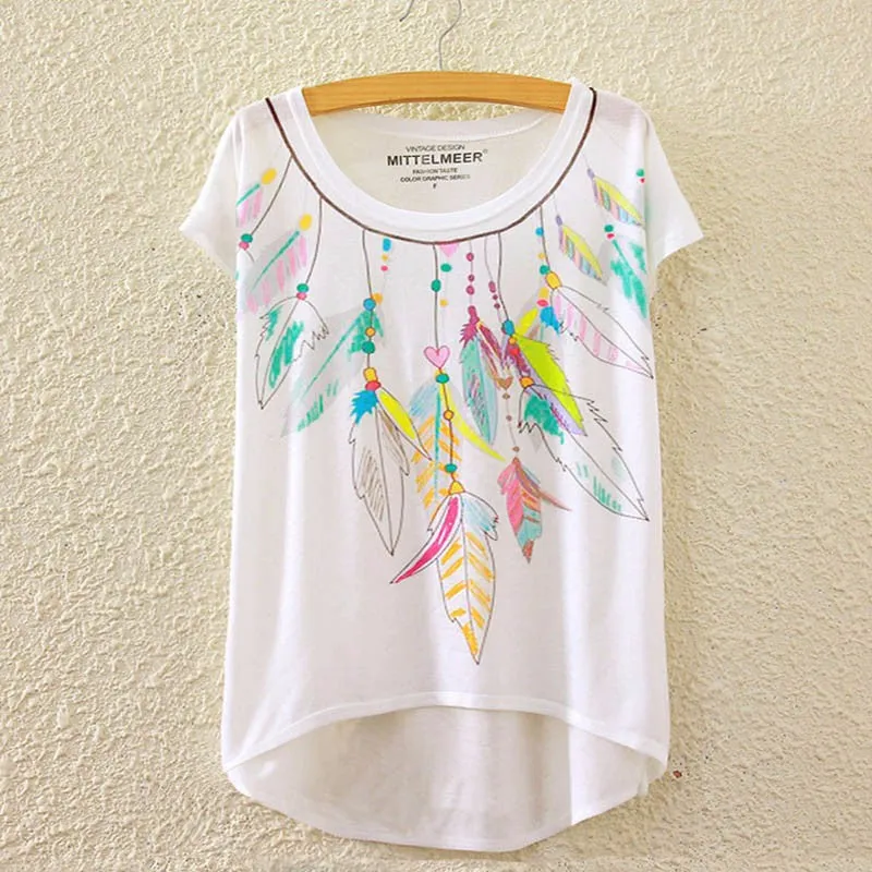 Cotton cropped t Shirt Women Short Sleeve t-shirts o-neck Causal loose Magic Unicorn T Shirt Summer top for women