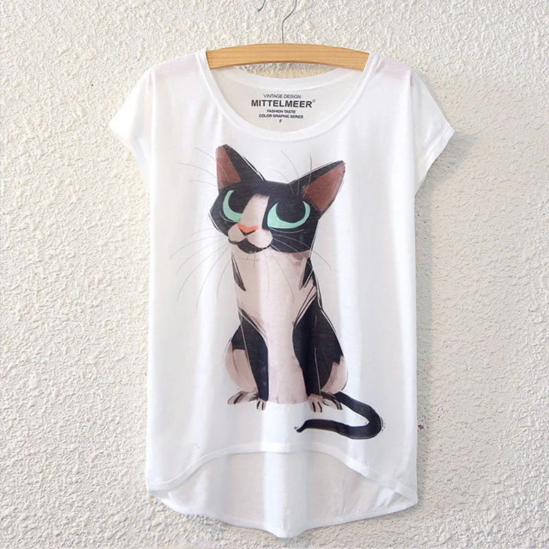 Cotton cropped t Shirt Women Short Sleeve t-shirts o-neck Causal loose Magic Unicorn T Shirt Summer top for women