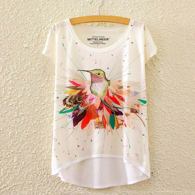 Cotton cropped t Shirt Women Short Sleeve t-shirts o-neck Causal loose Magic Unicorn T Shirt Summer top for women