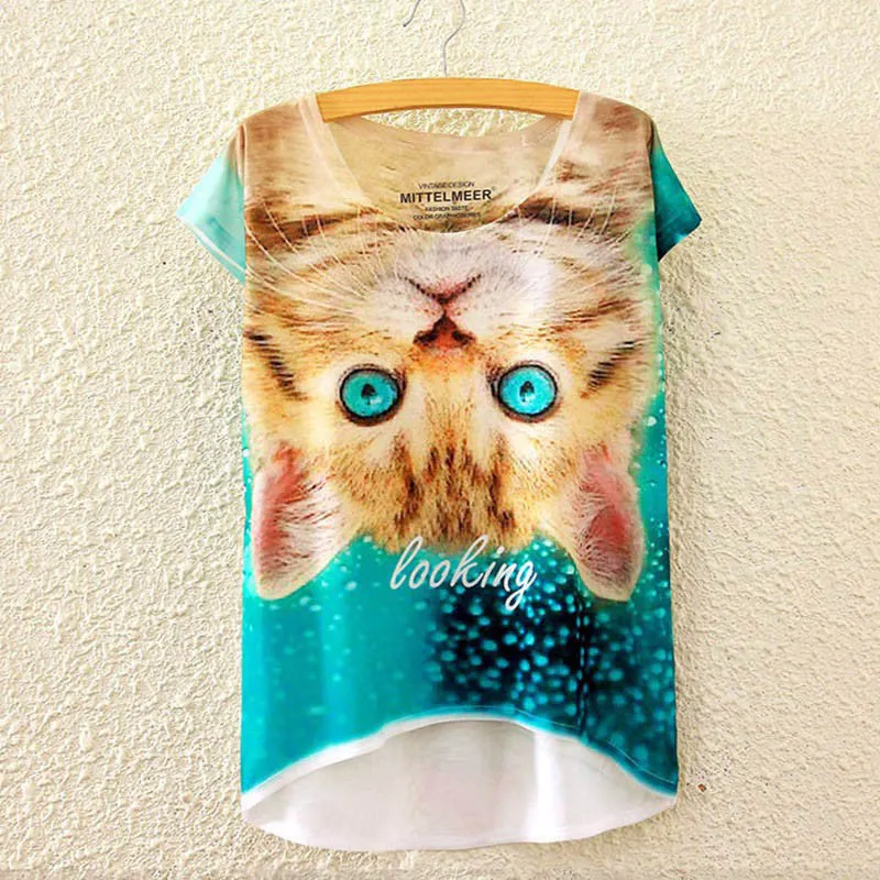 Cotton cropped t Shirt Women Short Sleeve t-shirts o-neck Causal loose Magic Unicorn T Shirt Summer top for women