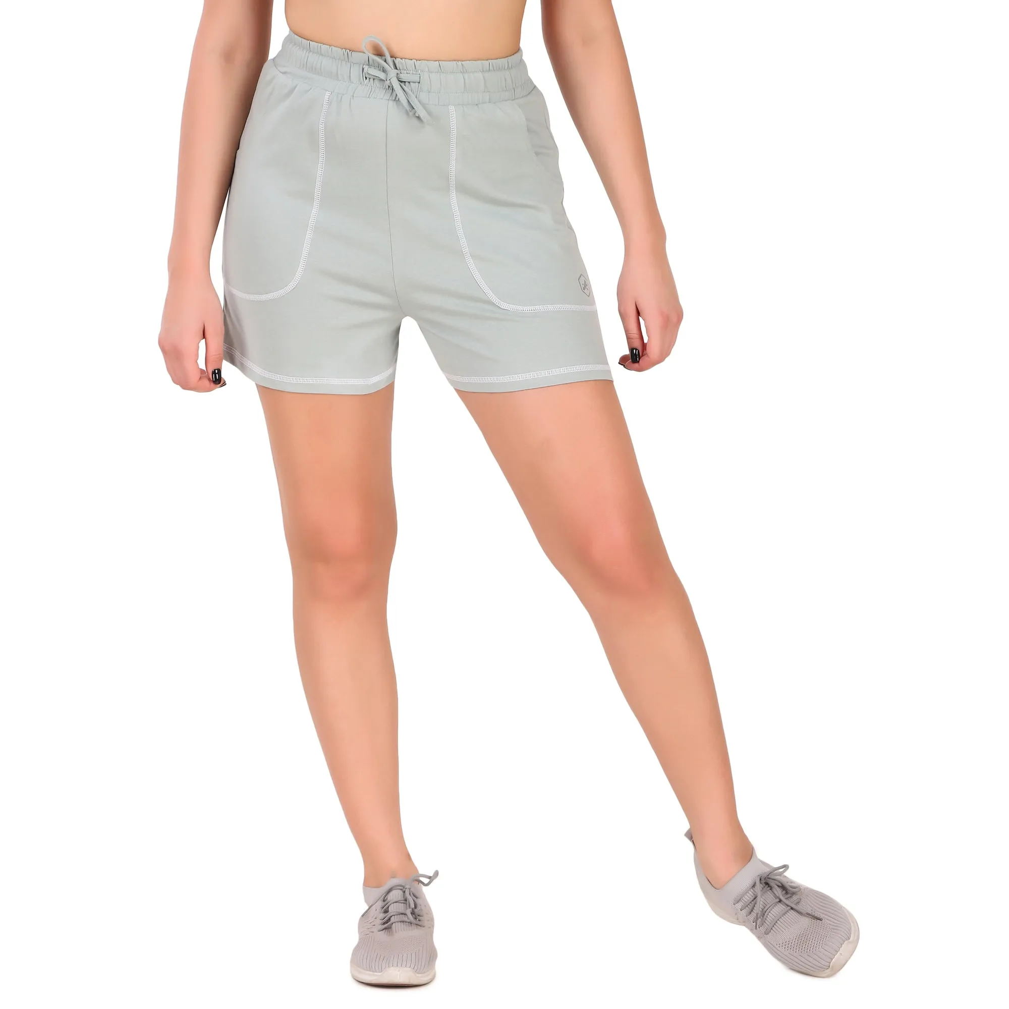 Cotton Lounge Shorts For Women (Green)