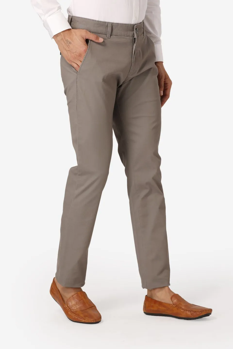 Cotton Twill Grey Chinos