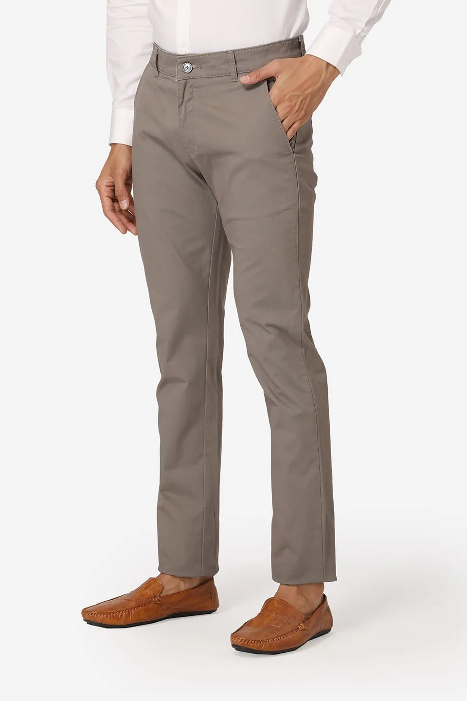 Cotton Twill Grey Chinos