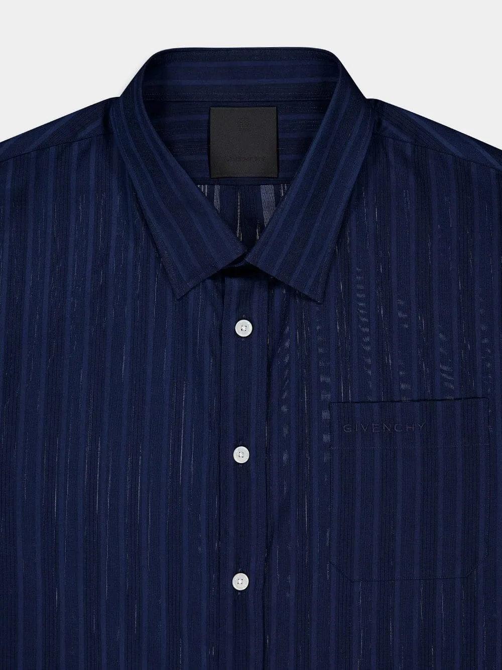 Cotton Voile Blue Shirt With Stripes