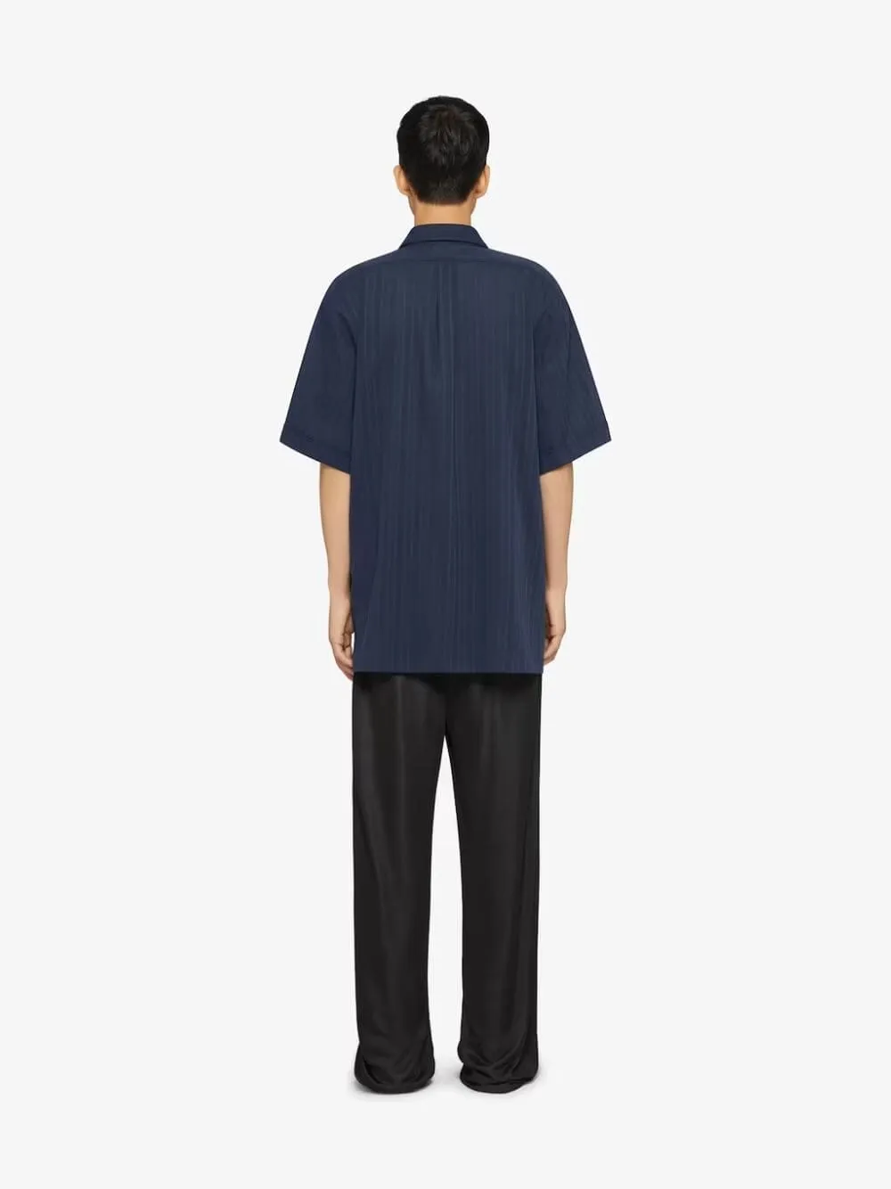 Cotton Voile Blue Shirt With Stripes