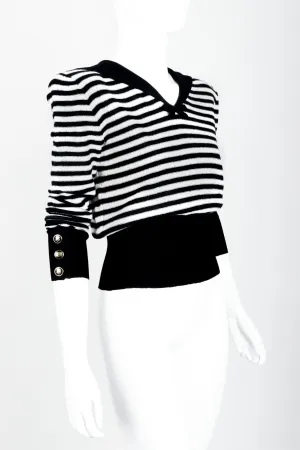 Cream Stripe Knit Sailor Sweater