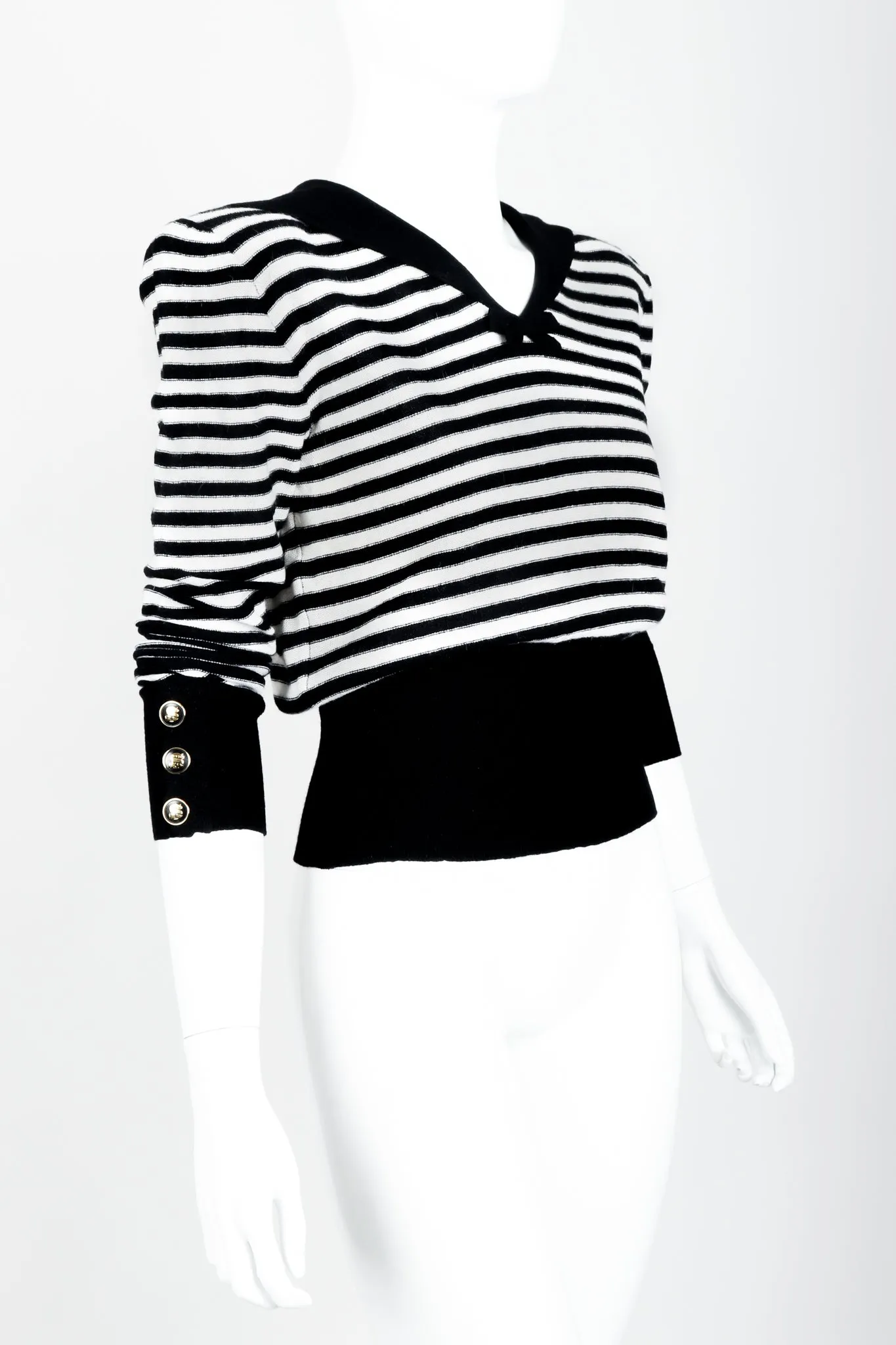 Cream Stripe Knit Sailor Sweater