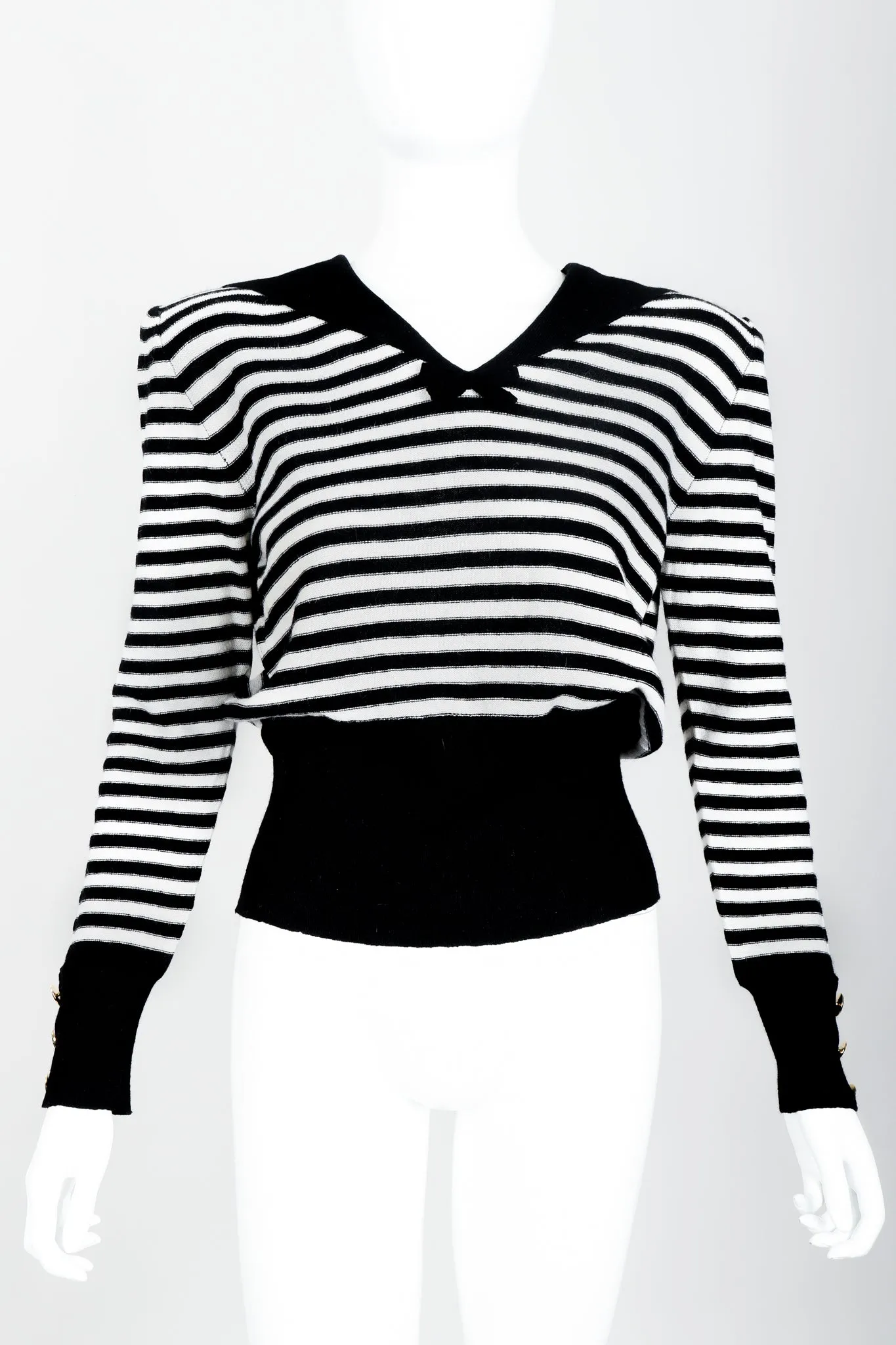 Cream Stripe Knit Sailor Sweater