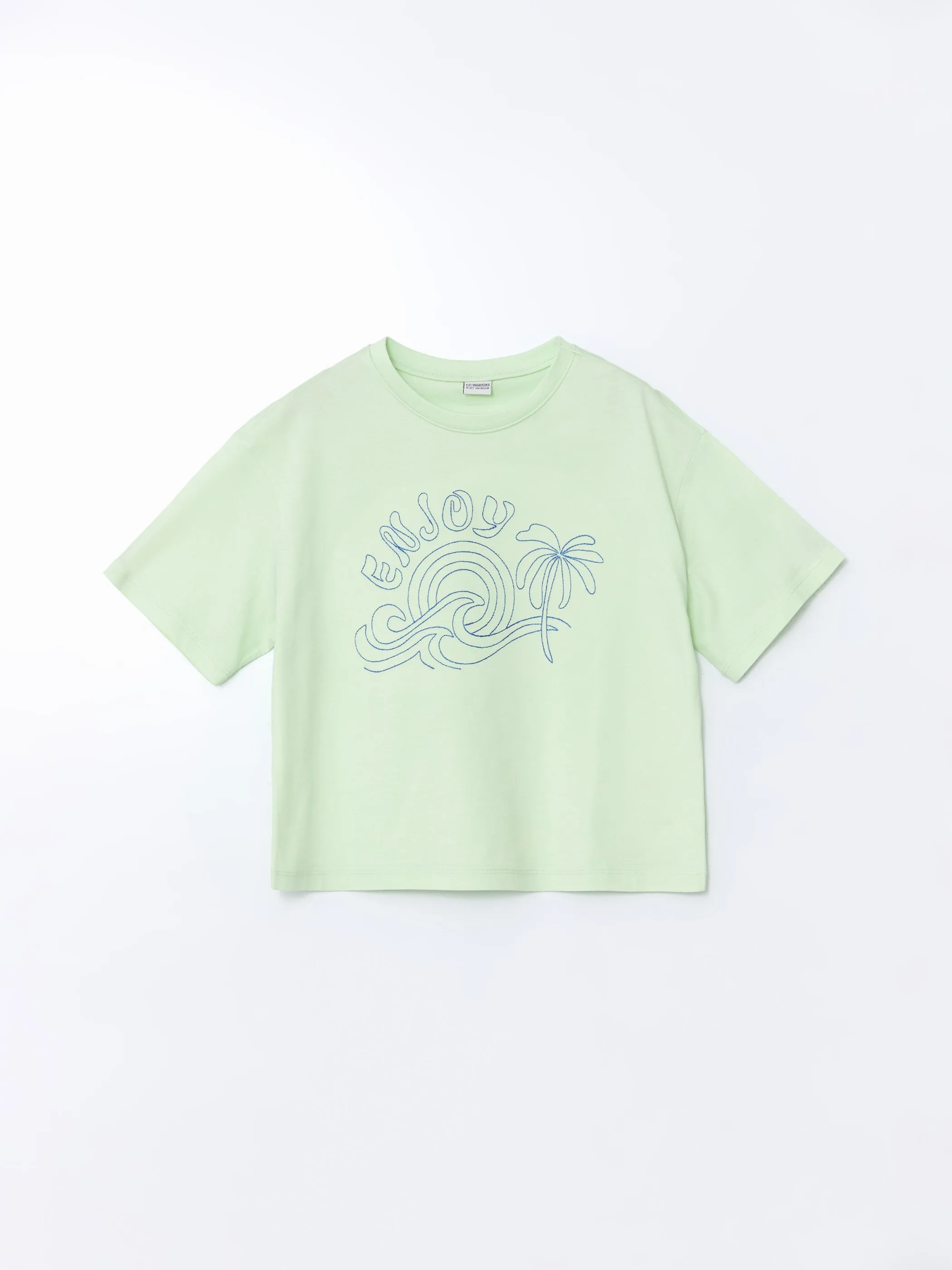 Crew Neck Girls Crop T-Shirt