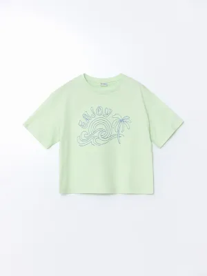 Crew Neck Girls Crop T-Shirt