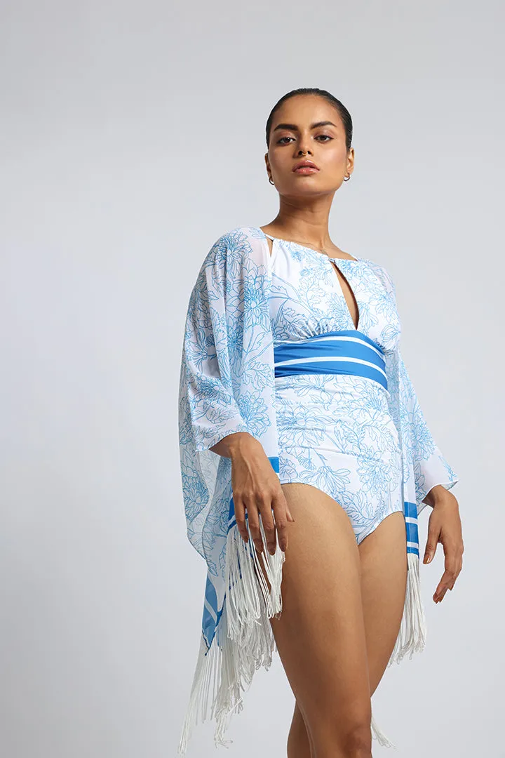 Dalia Dreams – Floral Fringed Shrug