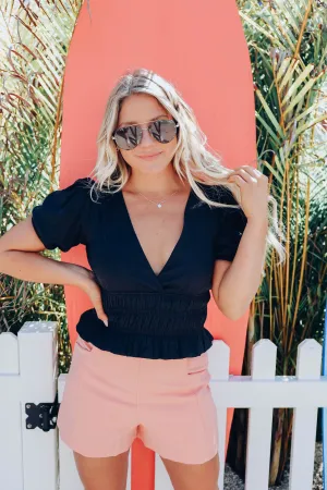 Dazzling Crepe Crop Top - Black
