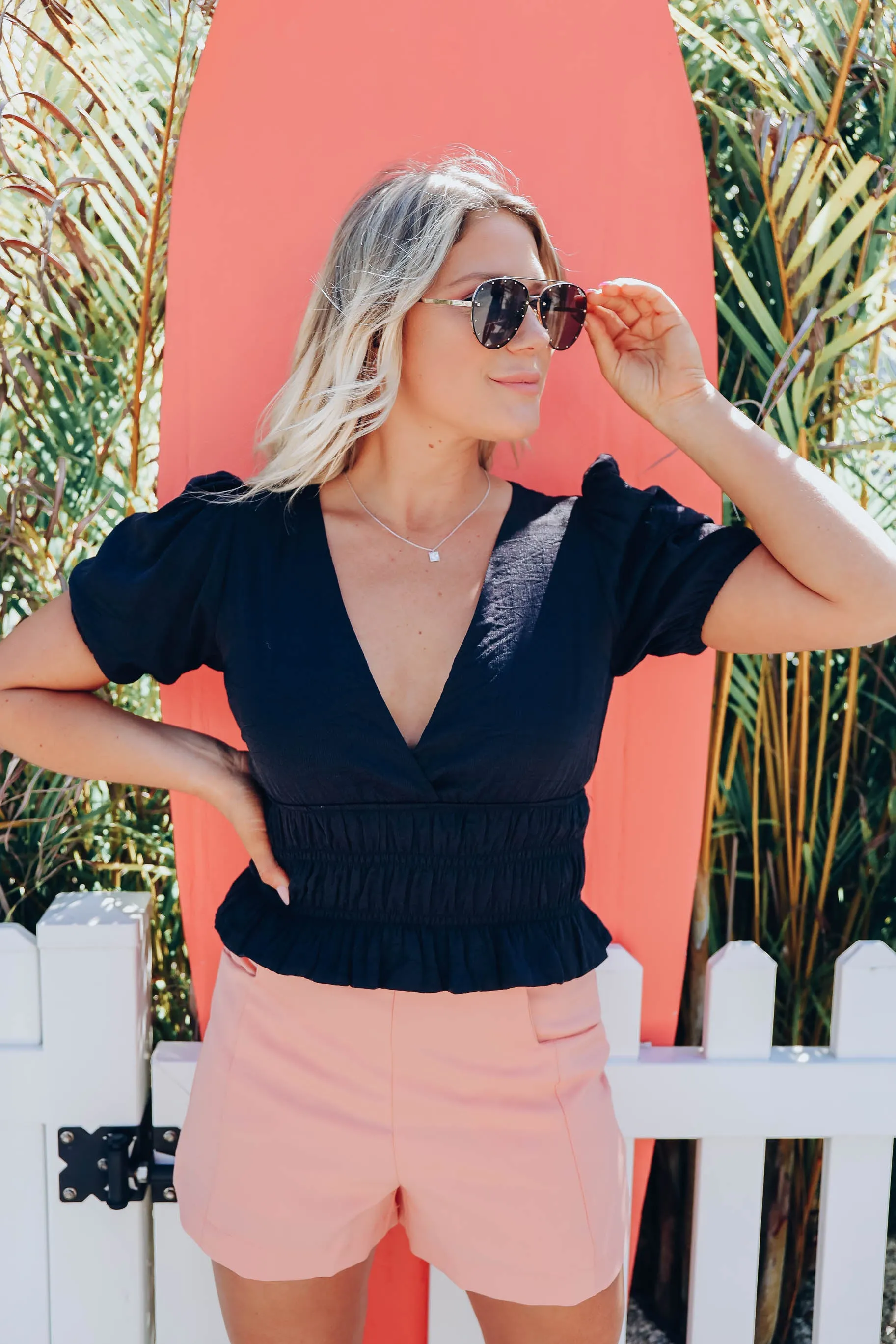 Dazzling Crepe Crop Top - Black