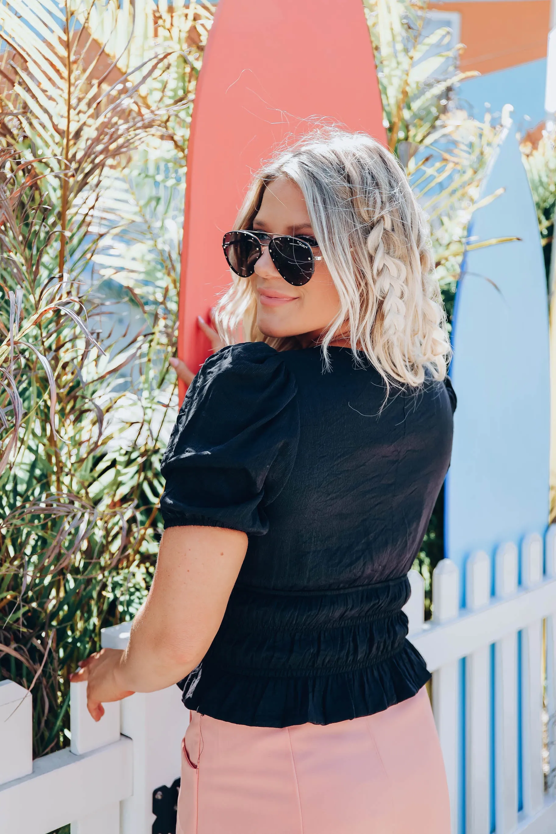 Dazzling Crepe Crop Top - Black
