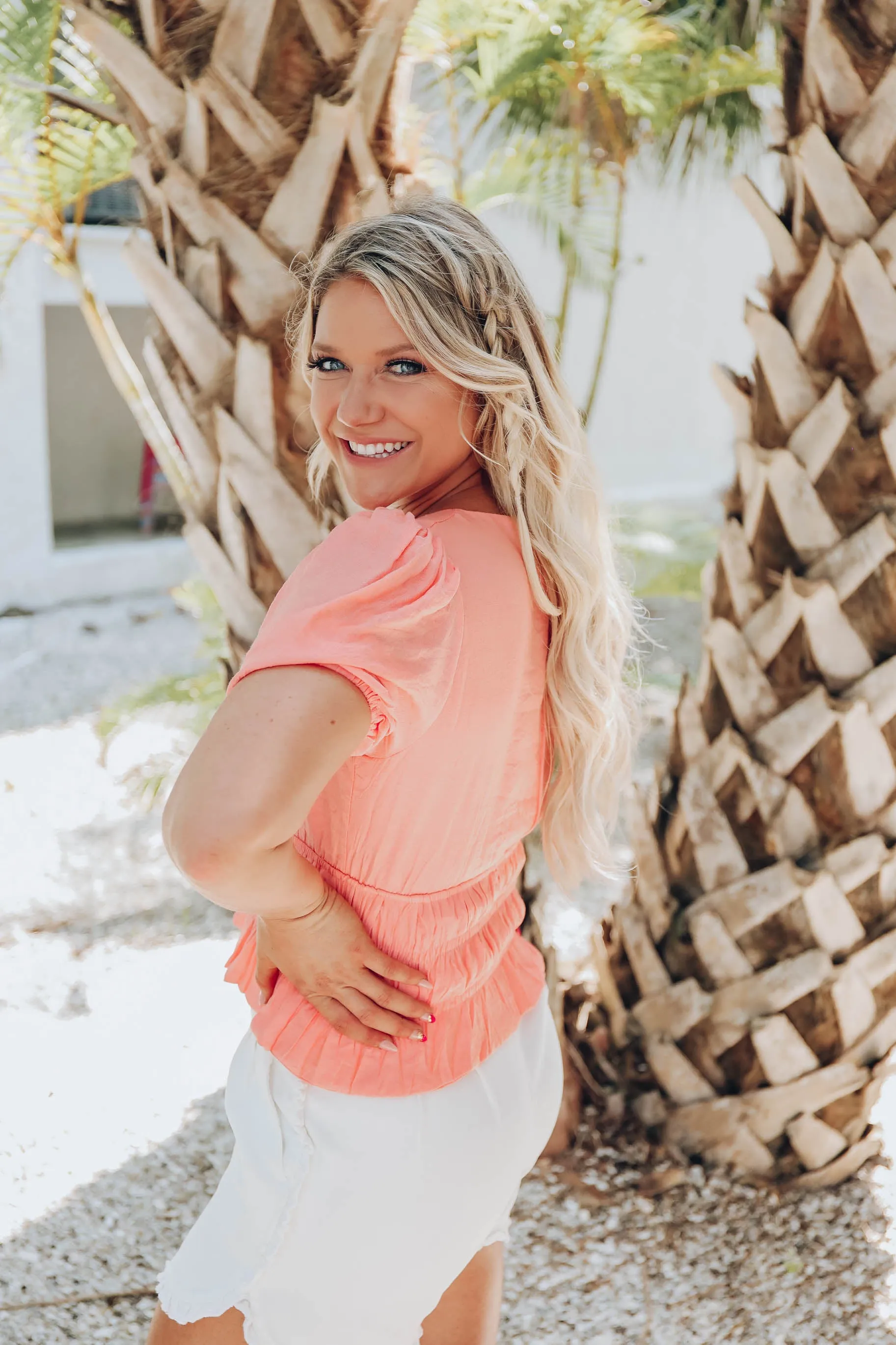 Dazzling Crepe Crop Top - Peach - Final Sale