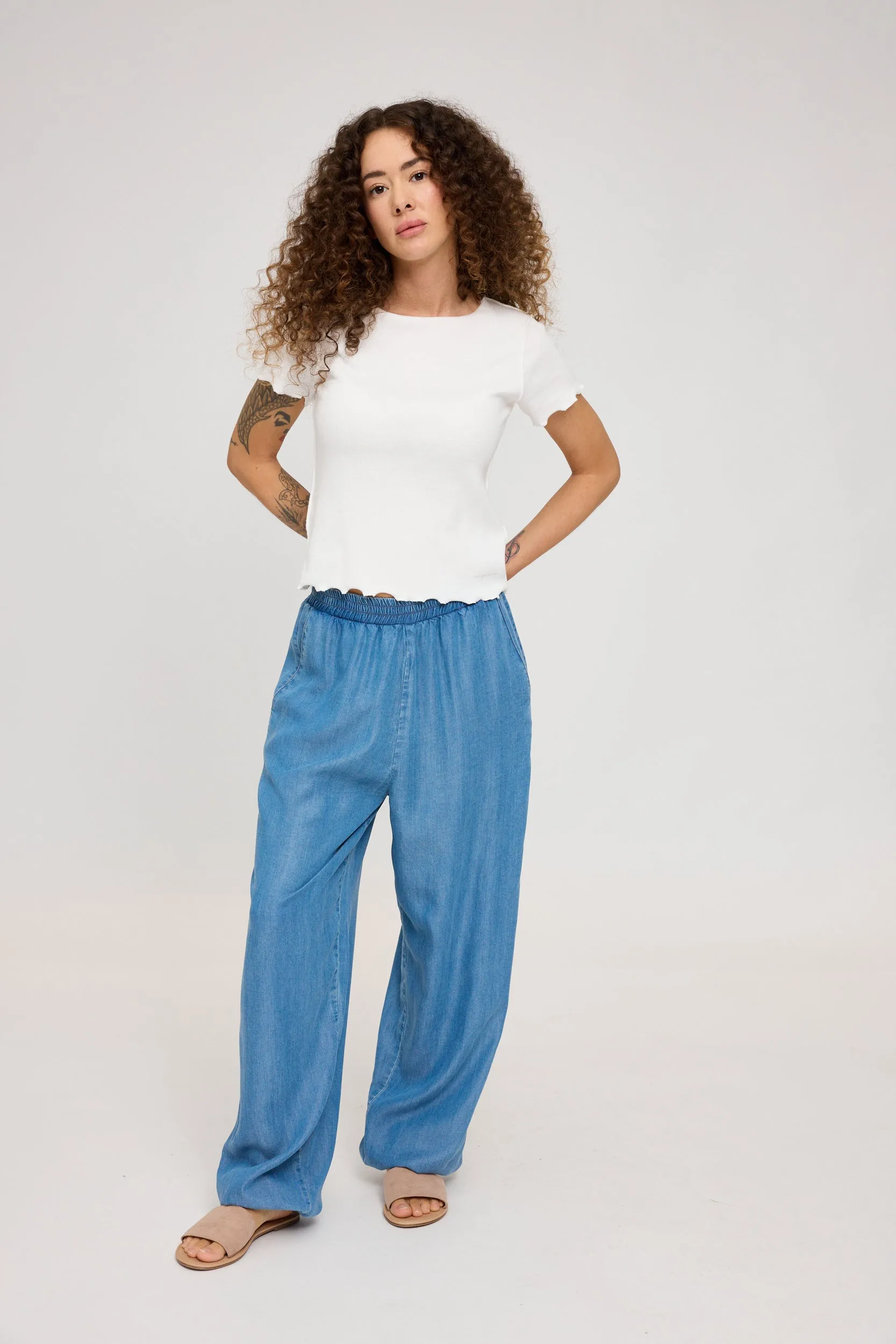 Denim Parachute Pants