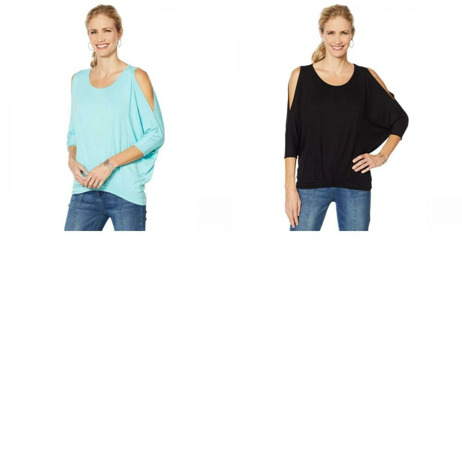 DG2 by Diane Gilman Women's Plus Size Pleat Front Cold Shoulder Dolman Top