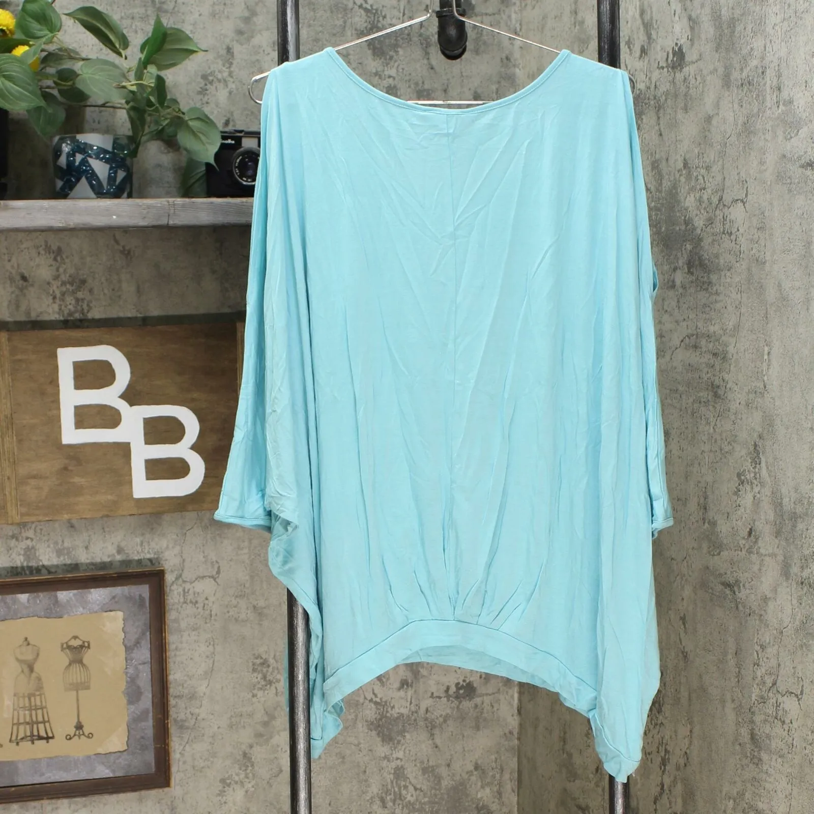 DG2 by Diane Gilman Women's Plus Size Pleat Front Cold Shoulder Dolman Top