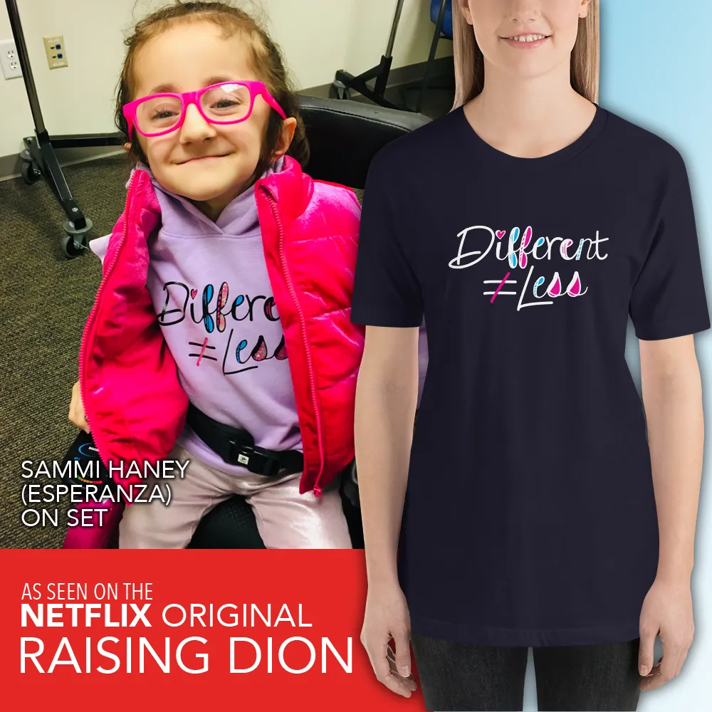Different Does Not Equal Less (As Seen on Netflix's Raising Dion) Adult Dark Shirts