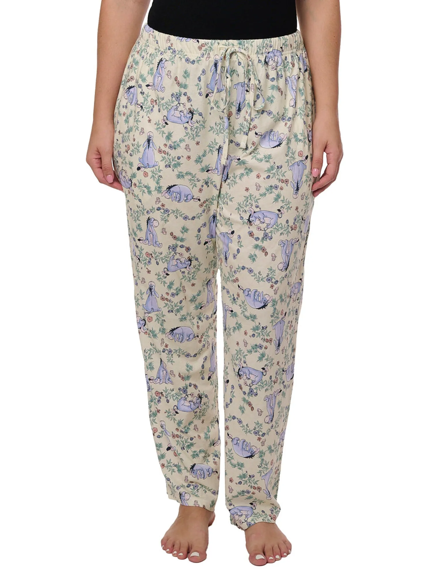 Disney Eeyore Pajama Pants Loungewear Watercolor Floral Womens Plus Size Cotton