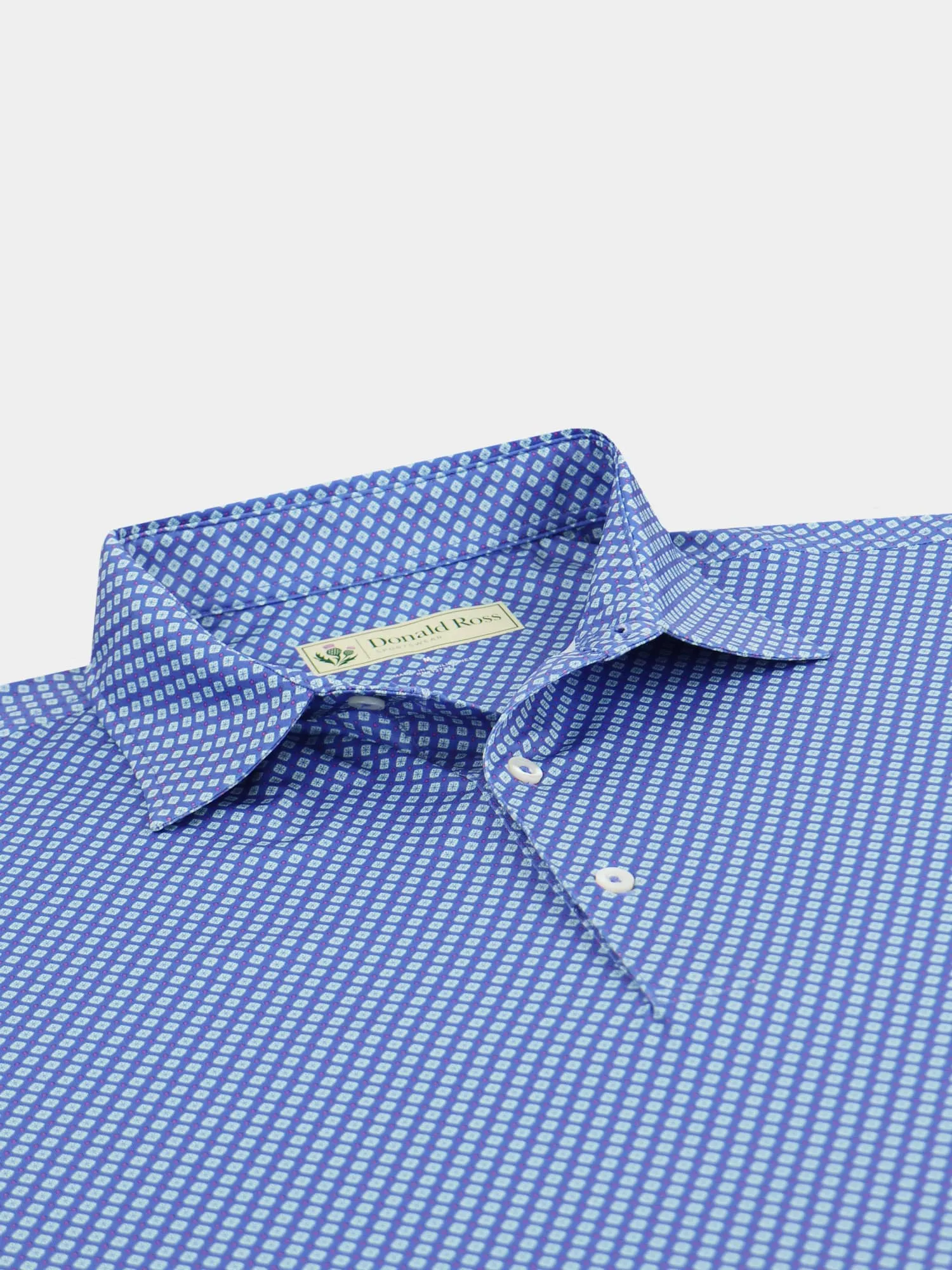 Donald Ross Mens Classic Fit Flowers Print Jersey Polo - LAPIS/ MULBERRY/ SAGE