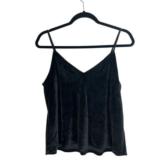 Double Zero Black Velvet Stretchy 2 Piece Lounge Tank &amp; Pant Set Size M