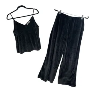 Double Zero Black Velvet Stretchy 2 Piece Lounge Tank &amp; Pant Set Size M