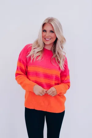 Dreamy Striped Sweater - Pink/Orange