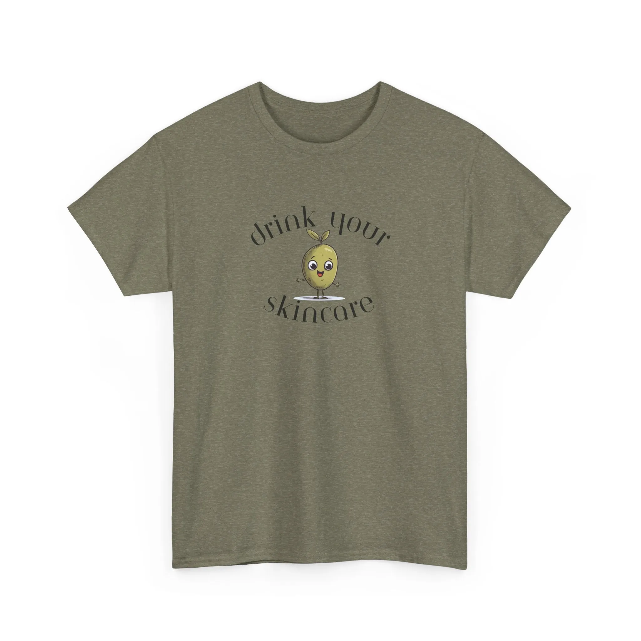 Drink your skincare / olive trees / olive cartoon / Unisex Heavy Cotton Tee
