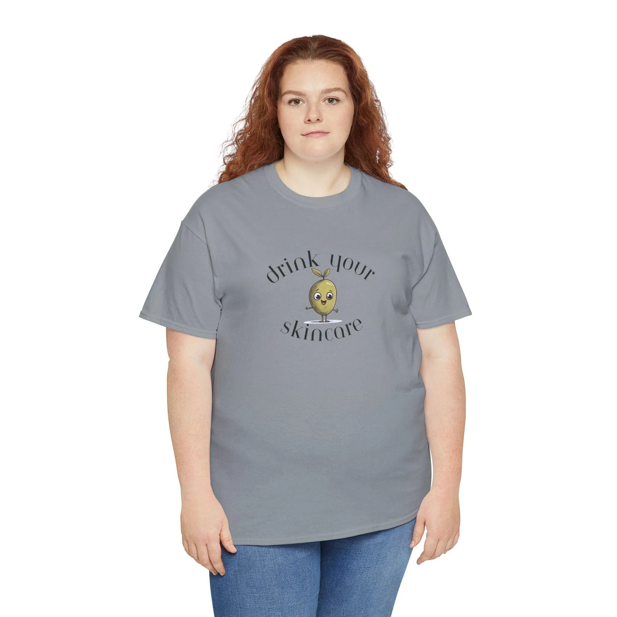 Drink your skincare / olive trees / olive cartoon / Unisex Heavy Cotton Tee