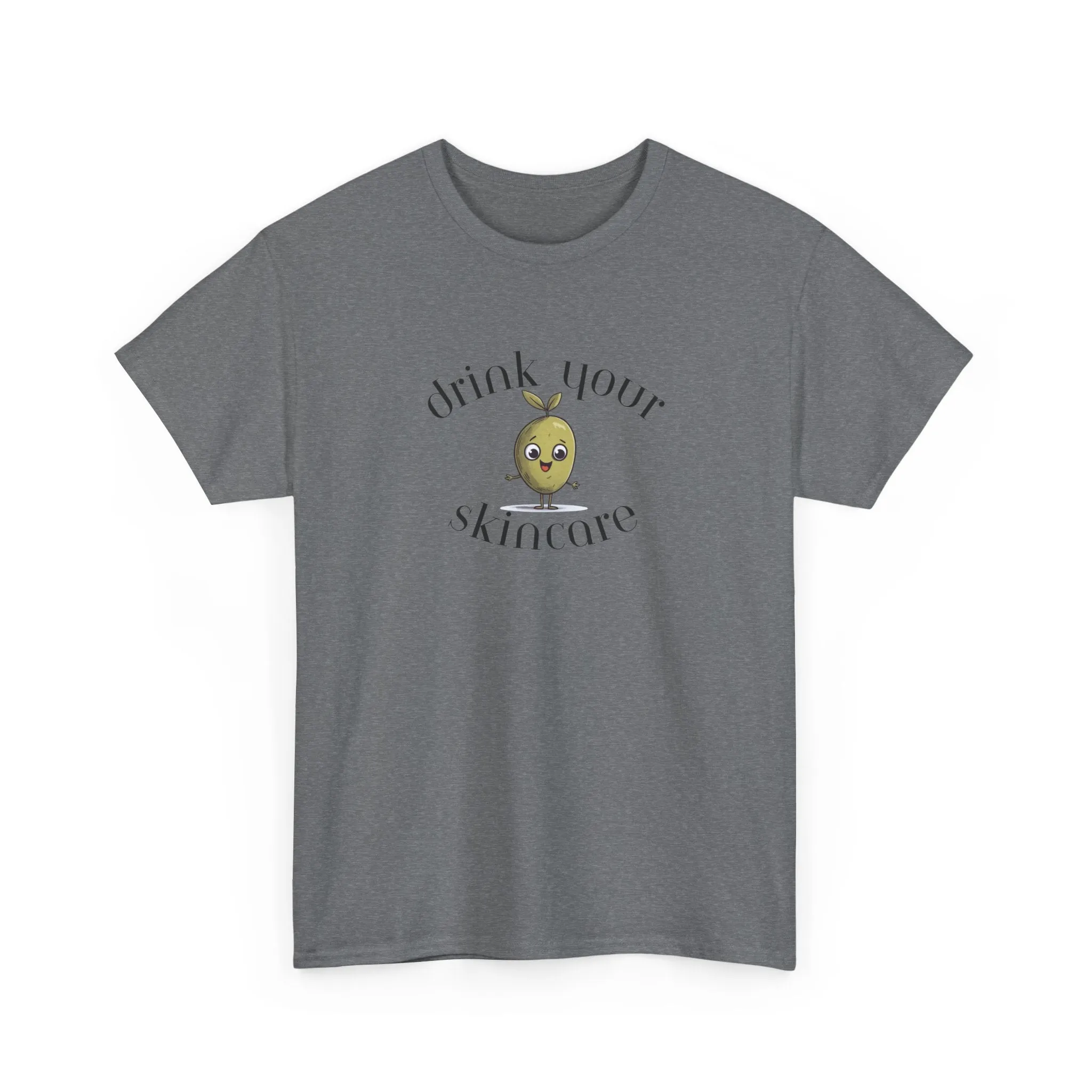 Drink your skincare / olive trees / olive cartoon / Unisex Heavy Cotton Tee