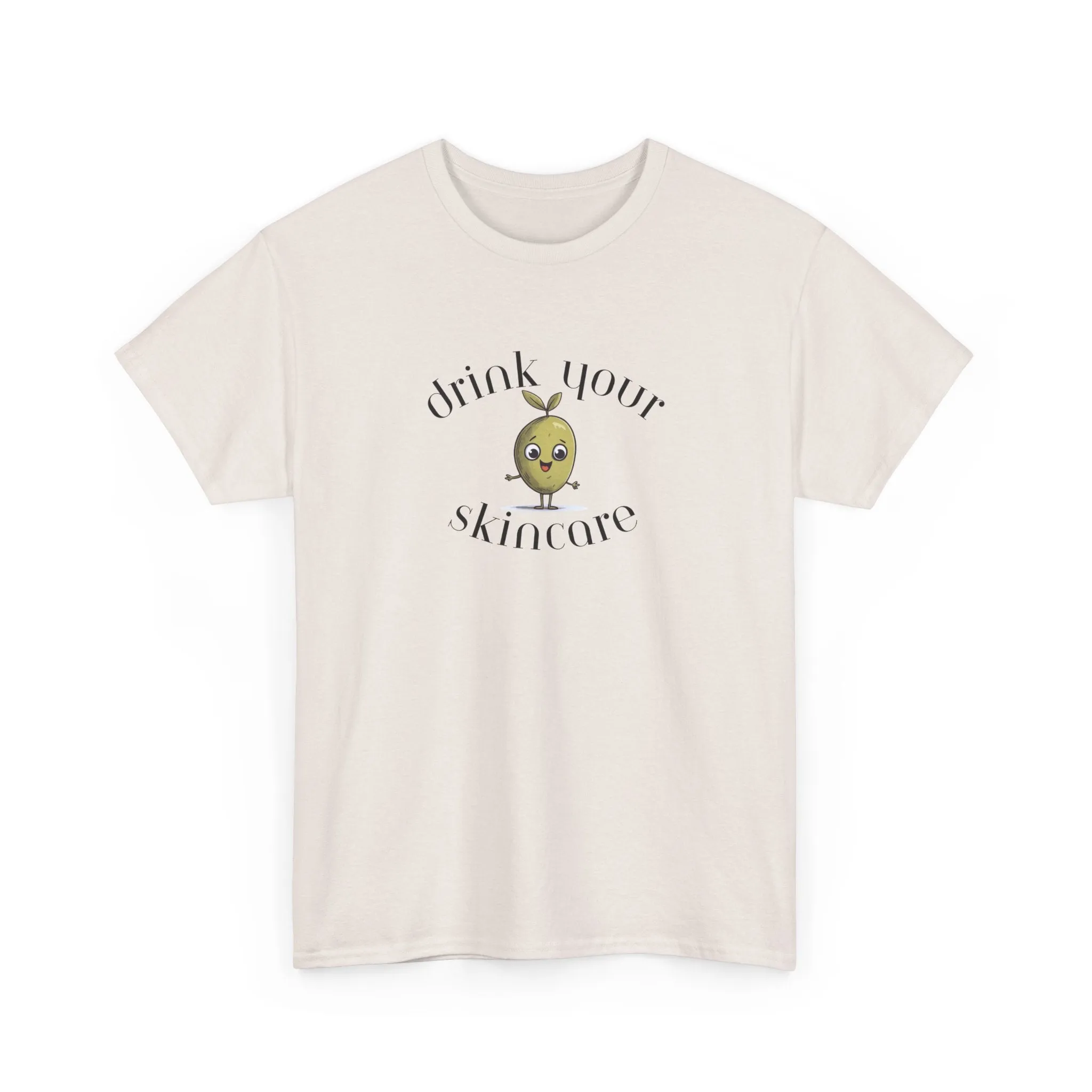 Drink your skincare / olive trees / olive cartoon / Unisex Heavy Cotton Tee