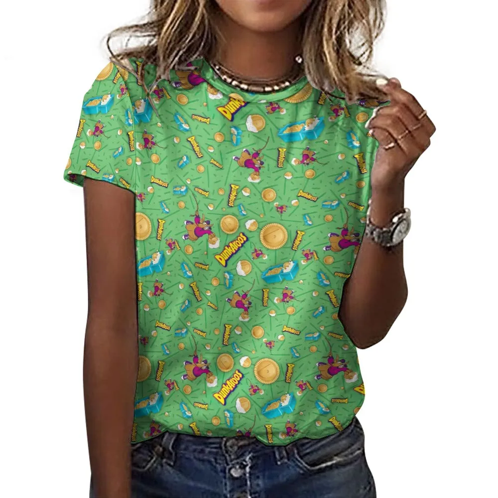 Dunkaroos Green Pattern Women's 100% Cotton T-Shirt